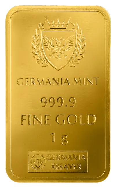 מטיל זהב 1 גרם Germania Mint (במארז ביטחון)