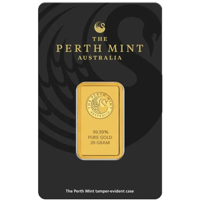 מטיל זהב 20 גרם Perth Mint במארז ביטחון