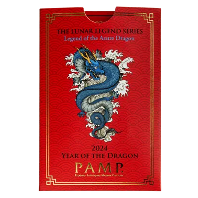 מטיל זהב 1 אונקיה שנת הדרקון 2024 PAMP במארז ביטחון - פרטים