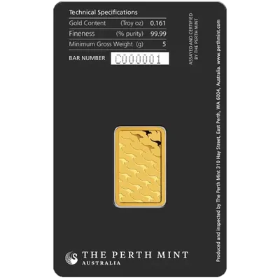 מטיל זהב 5 גרם Perth Mint במארז ביטחון - צד אחורי