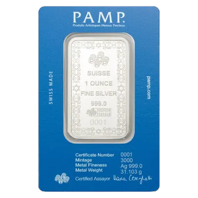 מטיל כסף 1 אונקיה מגן דוד PAMP - צד אחורי