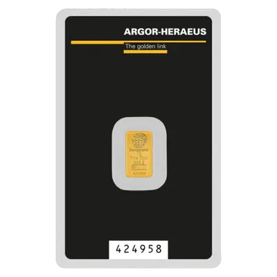 מטיל זהב 1 גרם Argor-Heraeus במארז ביטחון