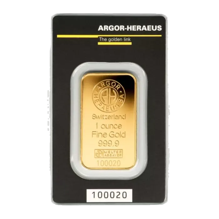 מטיל זהב 1 אונקיה Argor-Heraeus במארז ביטחון