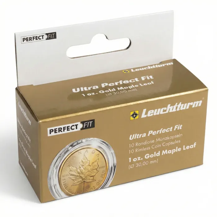 מארז 10 קפסולות ULTRA Perfect Fit למטבעות 30.00 מ"מ Leuchtturm