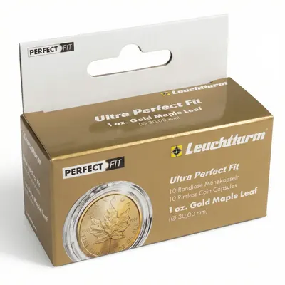 מארז 10 קפסולות ULTRA Perfect Fit למטבעות 30.00 מ"מ Leuchtturm