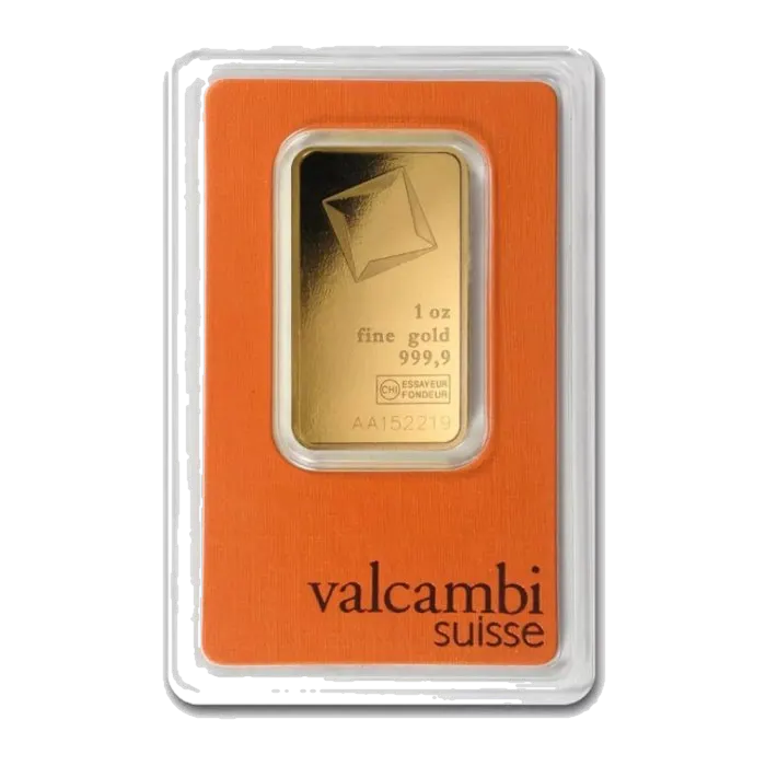 מטיל זהב 1 אונקיה Valcambi במארז ביטחון
